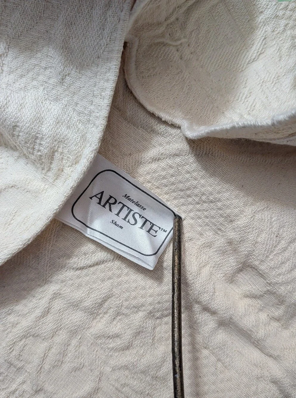 MATELASSE Shams STANDARD Cream Tan 100% COTTON Portugal PAIR By Artiste Floral